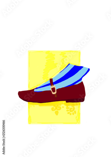 Картината върху платно Illustration of crimson whimsy loafers for fall or back to school fashion