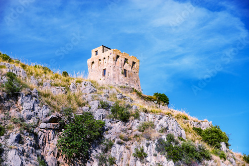 Scenic panoramic coastal view near Maratea, in the Basilicata region of Italy. Stock Photo