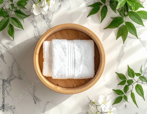 Japanese onsen trip set with folded towel and yukata