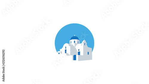 Minimalist Illustration of Santorini Greek Church