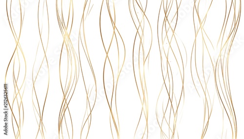 Golden abstract flowing lines and dots, elegant wavy pattern with shimmering metallic texture, festive celebration background