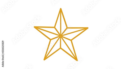 Golden outline star shape on a white background, simple geometric decorative element