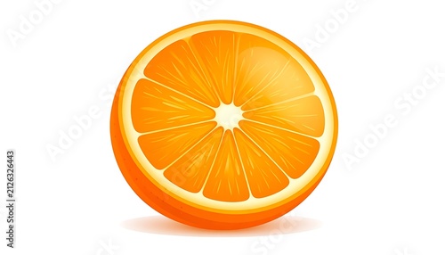 Half orange cut in two pieces, displaying juicy segments and white pith, isolated on a white background, vibrant citrus fruit