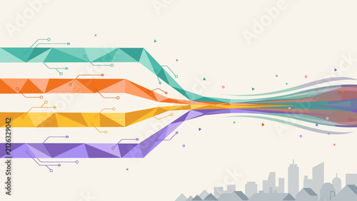 Converging geometric river streams – Suitable for corporate mergers.