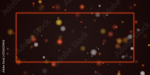 Quadro su tela Orange glowing rectangle frame with floating light particles