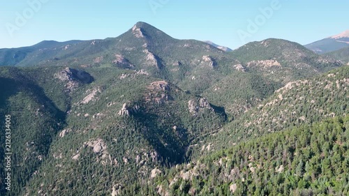 Mountain view from drone on a clear summer day