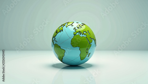 realistic globe model depicting continents and oceans against a light background, concept geography and global awareness