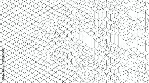 Abstract Isometric Wireframe Cubes Grid Background Seamless Loop Animation