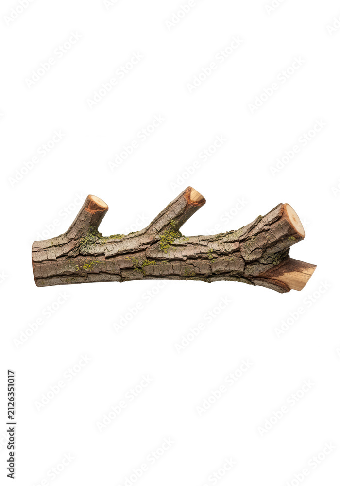Fototapeta premium Dry broken tree branch with knots isolated