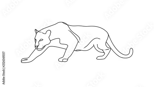 Minimalist panther drawing on white background.