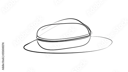 Simple line art hat drawing white background.