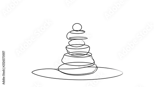 Zen stone stack illustration on white background.