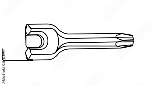 Hexagonal wrench tool illustration white background.