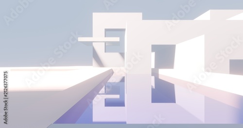 Architecture background building geometric shape 3d render
