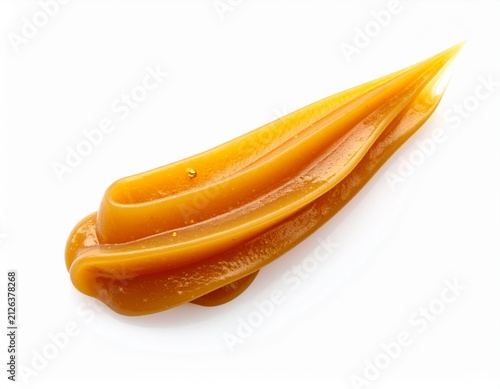 Isolated flowing stream of caramel or toffee, sweet splash for dessert or topping design
