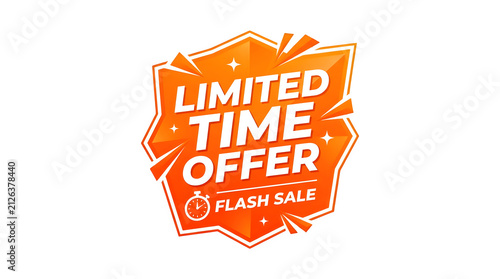 Orange limited time offer badge for a bright flash sale promotion transparent png 