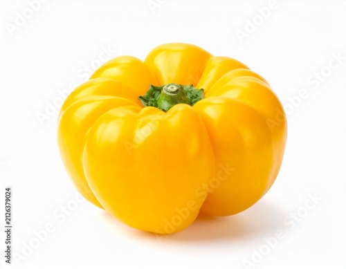 Vibrant yellow bell pepper isolated on white background, fresh vegetable for cooking and healthy eating
