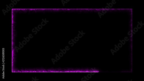 Fotografie Glowing purple neon rectangular frame on solid black background