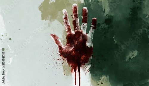 Bloody Handprint on a Textured Background.
