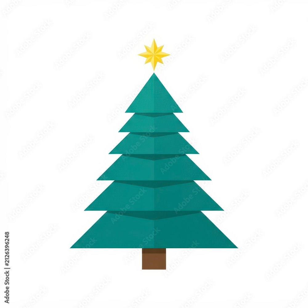 Obraz premium Christmas tree with star decoration isolated on white