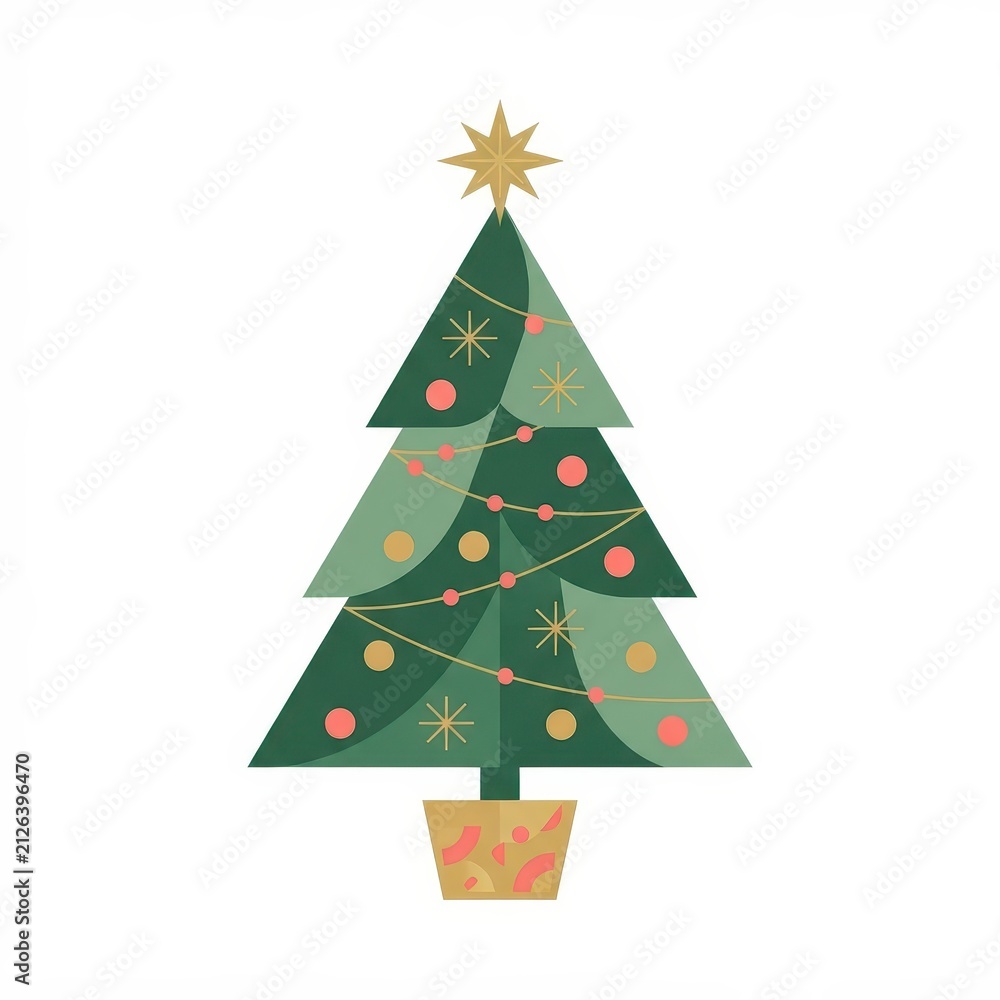 Obraz premium Modern abstract Christmas tree with decorations