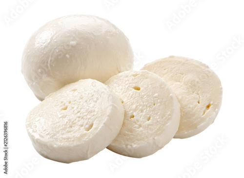 Canvastavla Sliced mozzarella cheese isolated on transparent background