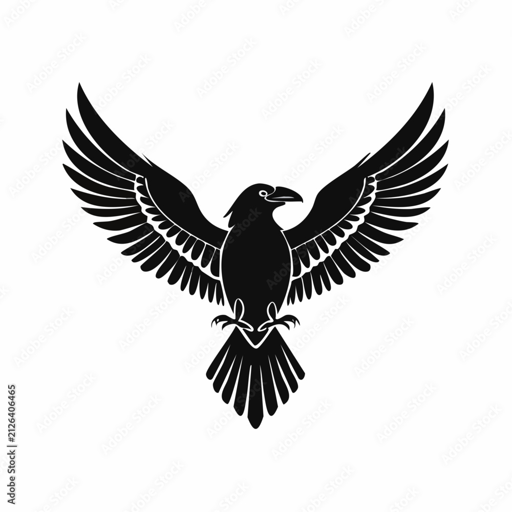 Naklejka premium Minimalistische Raben-Silhouette – Mystischer Rabe als Vektorillustration
