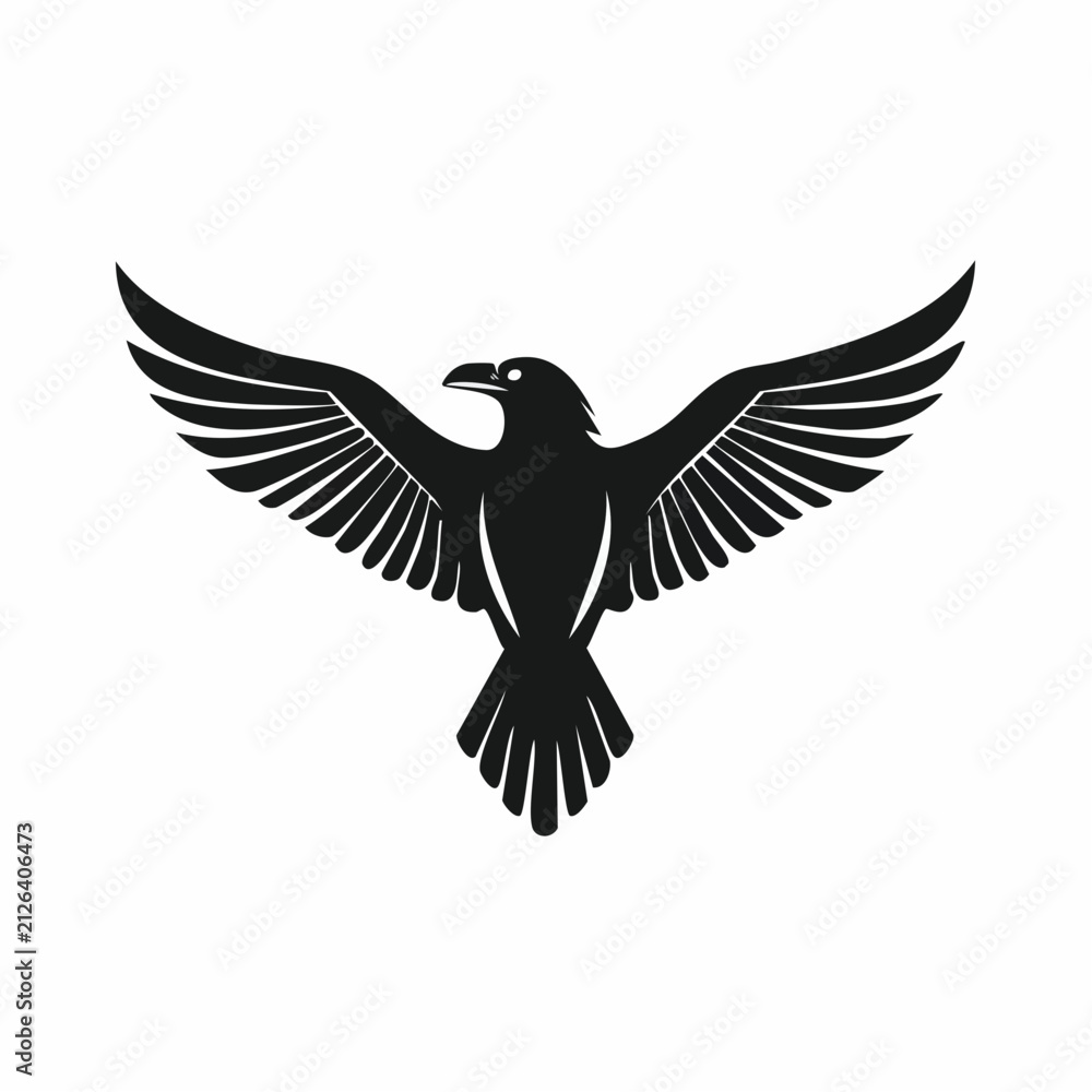 Naklejka premium Minimalistische Raben-Silhouette – Mystischer Rabe als Vektorillustration