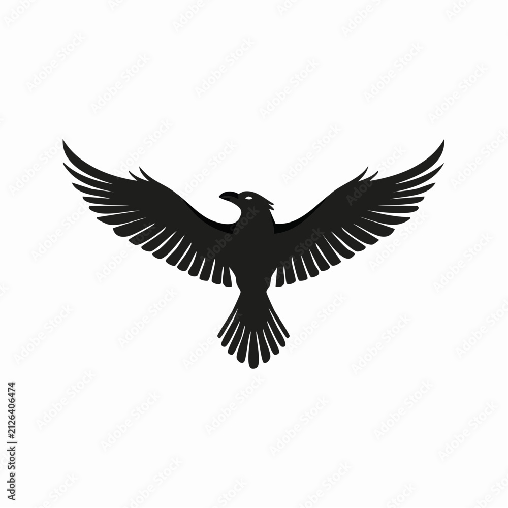 Fototapeta premium Minimalistische Raben-Silhouette – Mystischer Rabe als Vektorillustration