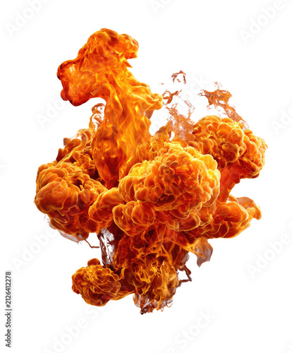 Explosion of Fiery Energy: A vibrant, explosive burst of orange and yellow flames crackles and flares, creating a dynamic and powerful visual representation of intense energy.