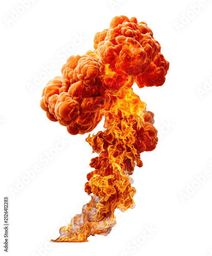 Inferno Bloom: A powerful explosion of fire and smoke, rendered in vibrant oranges and yellows, erupts with intense energy, suggesting a forceful release.