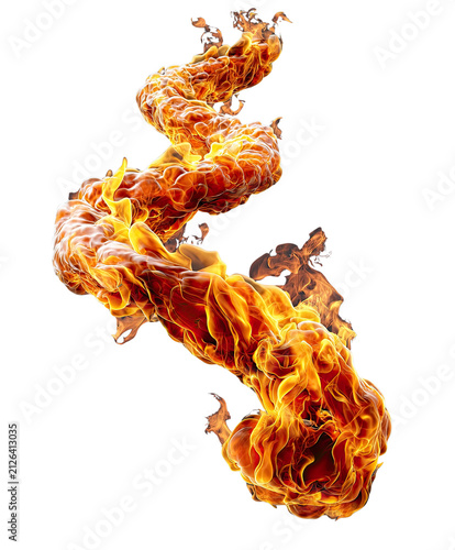 Fiery Serpent Uncoiled: A vibrant, serpentine flame twists and curls, creating a dynamic and energetic visual of intense heat and raw power.