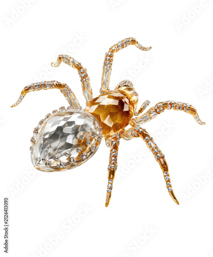 Diamond Spider Brooch: An exquisite spider brooch crafted from glittering diamonds and polished gold, its intricate details showcasing delicate artistry and luxurious elegance.