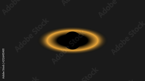 Фотография Deep space black hole event horizon illustration with glowing orange accretion ring disk