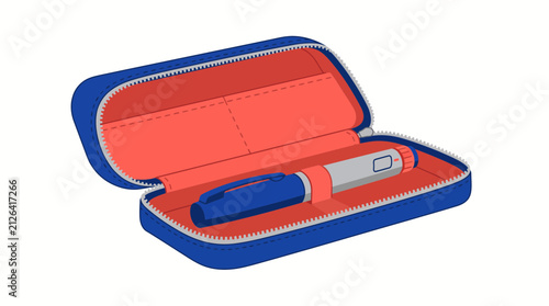Diabetes insulin pen injector tool in portable zip medical case