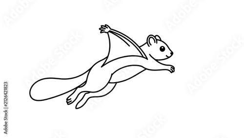 Flying squirrel illustration on white background.