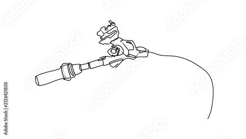 Line art of a vintage gas pump on white background.