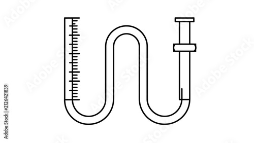 Laboratory glassware U tube white background.
