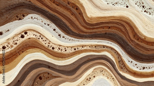 Abstract surface texture featuring flowing lines and harmonious earthy tones in a wave-like pattern