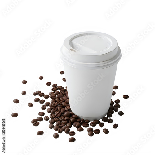coffee beans in a cup isolated on transparent background