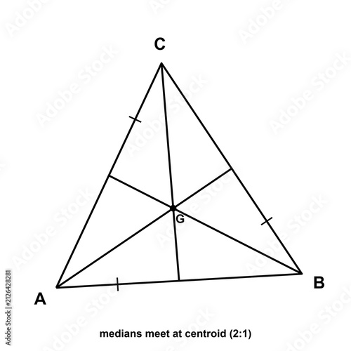 Centroid Medians, geometry trigonometry diagram, black line art transparent