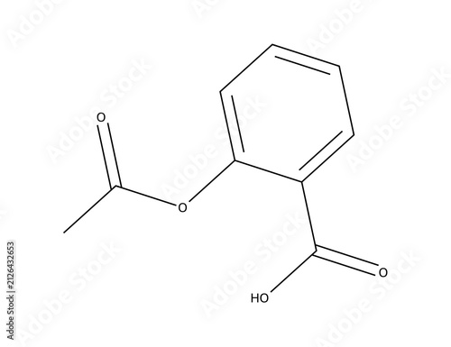 Принти на полотні Aspirin (C9H8O4), organic chemistry molecular structure, black skeletal formula