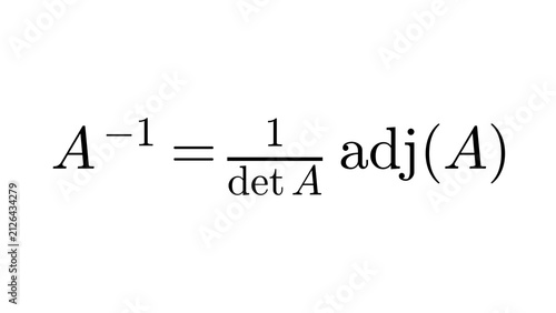 Bild auf Leinwand Adjugate Inverse, Linear Algebra formula overlay, black transparent 4K