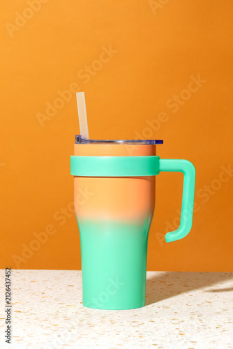 Colorful straw tumbler