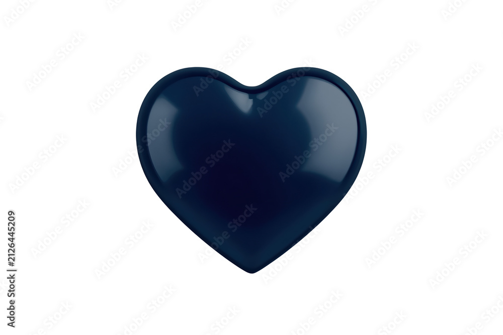 Fototapeta premium Rounded dark blue reflective heart isolated