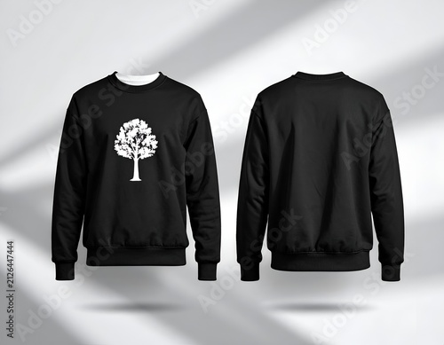 Black crewneck sweatshirt with tree logo