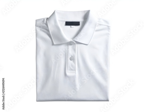 Clean folded white polo shirt for apparel mockup.