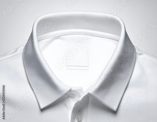 Close-up of white polo shirt collar and label.