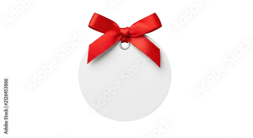White circle with red decorative bow