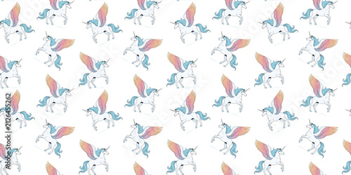 Pegasus unicorn flying horse repeating pattern